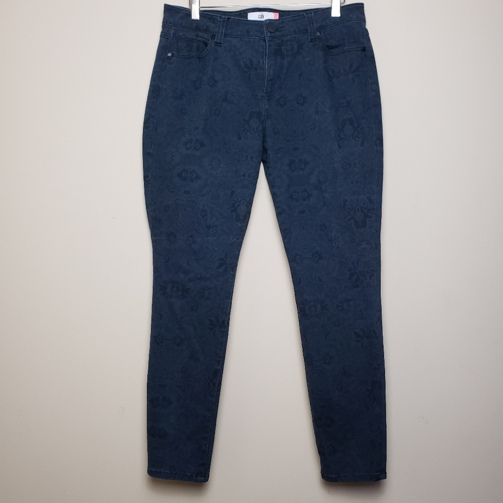 CABI Dark Wash Floral Printed Jeans